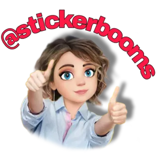 📢 @stickerbooms ยกนิ้วโป้ง, บวก, การ์ตูน, ผู้หญิง, สติกเกอร์, ตัวละคร telegram sticker