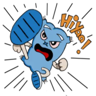 😤 Hiyaa! การ์ตูน, อนิเมชั่น, แอคชั่น, สีน้ำเงิน, ตัวละคร, hiyoo telegram sticker