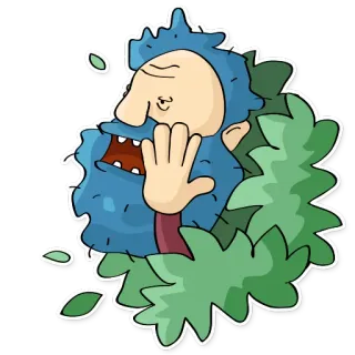 🤓 cartoon, personage, illustratie, sticker, wezen, bladgroen, bomen telegram sticker