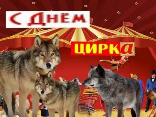 🤡 С ДНЁМ ЦИРКА circus, wolves, animals, celebration, russian telegram sticker