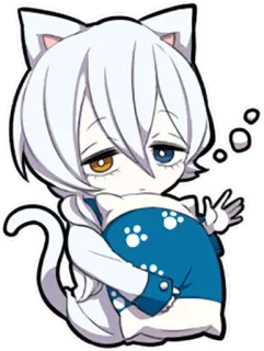 😪 kot, zwierzę, kreskówka, słodki, śpiący, biały, smutny telegram sticker