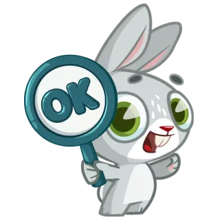 👍 OK うさぎ, OK, 同意, 肯定, 漫画, 動物, かわいい telegram sticker