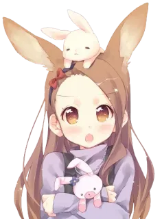 😶 anime, bunny, kawaii, cute, rabbit, girl telegram sticker
