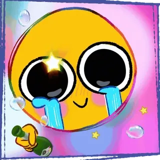 🍾 Эмодзи, плакать, слезы, грустный, шампанское, праздник whatsapp sticker