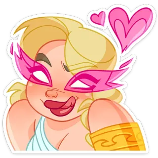 😔 cartoon, woman, blonde, love, heart, sticker telegram sticker