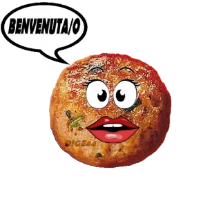 👆 BENVENUTA/O almôndega, desenho animado, comida, engraçado, bem-vindo telegram sticker