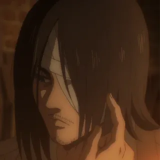 😅 Eren Yeager Attack on Titan eren yeager, attack on titan, anime, mangá, personagem, sério telegram sticker