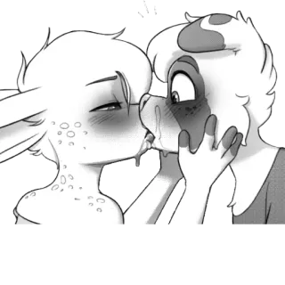 😘 furry, kissing, anthropomorphic, affectionate, monochrome, love whatsapp sticker