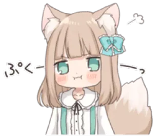 😠 ぷくー Anime, Garota, Raposa, Fofo, Kawaii, Chibi whatsapp sticker