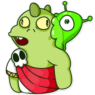 😦 mostro, alieno, cartone animato, teschio, fantasy, creatura, adesivo telegram sticker