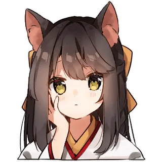 🙄 アニメガール, 猫耳, かわいい, ステッカー, アニメ, 漫画 telegram sticker
