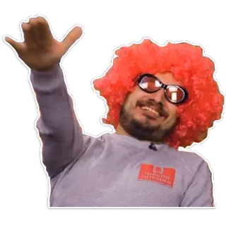 ✋ NONE lächeln, mann, perücke, brille, rote perücke telegram sticker