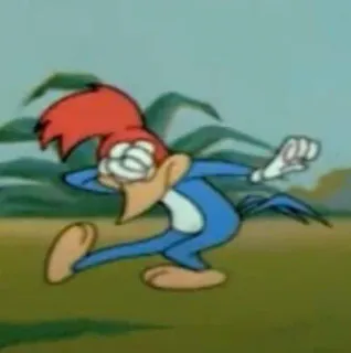 😑 Woody Woodpecker Woody Woodpecker, personaggio cartone animato, divertente, cartone animato classico, animazione, retrò, anni '90 whatsapp sticker