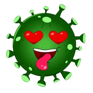 😍 卡通, 病毒, 爱, 新冠病毒, 表情符号, 贴纸 telegram sticker