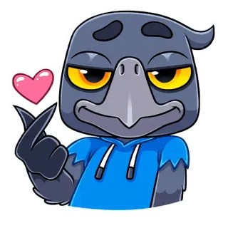 ❓ Krähe, Herz, Koreanisches Herz, süß, Cartoon Vogel telegram sticker