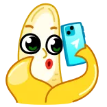 😳 香蕉, 自拍, 水果, 卡通, 可爱, 黄色 telegram sticker