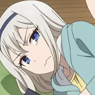 😖 Anime, Cartoon, Meisje, Personage, Vrouwelijk, Blauwe ogen whatsapp sticker