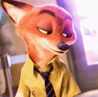 🦊 Nick Wilde Zootopia Nick Wilde, Zoomania, Fuchs, Zeichentrickfigur, Animationsfilm, listig, grinsend telegram sticker