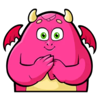 😌 monster, imut, iblis, kartun, merah muda, fantasi, lucu, karakter telegram sticker
