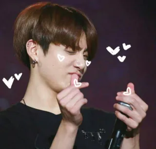 💟 Jungkook kpop, jungkook, coração com os dedos, idol, artista, fofo whatsapp sticker