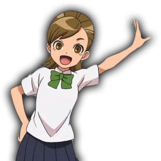 💥 Anime, Karakter, Gadis, Seragam sekolah, Pita, Tersenyum, Ramah telegram sticker