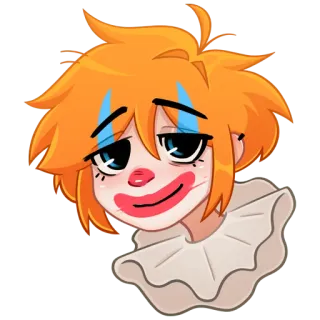 🤡 clown, makeup, sad, circus, portrait, orange hair telegram sticker