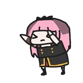 🙏 sticker, cartoon, anime style, cute, pink hair telegram sticker