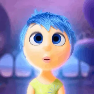 🤖 Joy Inside Out Gioia, Inside Out, Pixar, Disney, personaggio, capelli blu, emozione telegram sticker