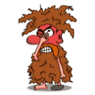 😠 Мультфильм, Пещерный человек, Злой, Персонаж, Иллюстрация whatsapp sticker