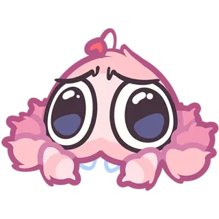 🥺 귀여운, 만화, 분홍색, 괴물, 카와이, 캐릭터 telegram sticker