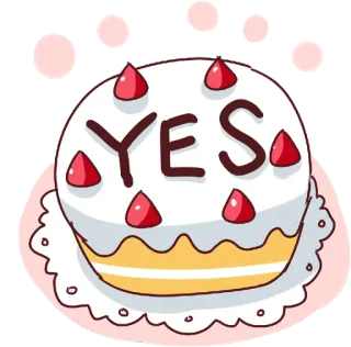🈴 YES Kuchen, Ja, Erdbeere, Süß, Dessert, Feier telegram sticker