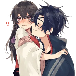 ❤️ Anime, Casal, Abraço, Romântico, Fofo, Relacionamento, Amor whatsapp sticker