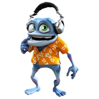 🎧 Crazy Frog Cartoon, Frosch, Musik, Kopfhörer, Sänger telegram sticker