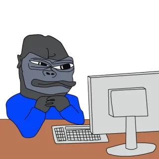 ⌨️ gorila, computador, meme, macaco, animal, desenho animado telegram sticker