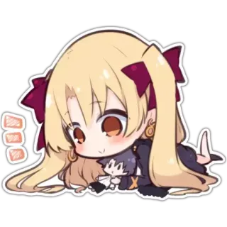 🙂 Anime, Chibi, Mignon, Dessin animé, Autocollant, Blond, Kawaii telegram sticker