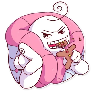 ☝ Dibujo animado, Monstruo, Comiendo, Galleta, Ira, Malvado, Lindo whatsapp sticker