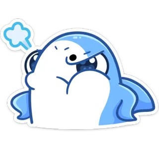 😤 Desenho animado, Tubarão, Bravo, Fofo, Azul, Peixe, Animal, Adesivo telegram sticker