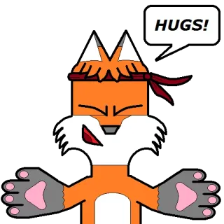 🎾 HUGS! zorro, abrazos, animal, saludo, dibujos animados, amigable whatsapp sticker