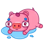 😢 pig, sad, tired, cartoon, cute, animal whatsapp sticker
