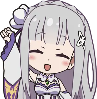 😄 Emilia Re:Zero anime, chibi, cute, Emilia, Re:Zero, sticker telegram sticker