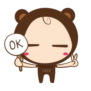 👌 OK CESO Kreskówka, Słodki, Postać, Niedźwiedź, Ok, Znak pokoju telegram sticker