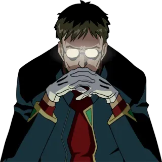 😾 Gendo Ikari Neon Genesis Evangelion anime, character, glasses, evil, neon genesis evangelion telegram sticker