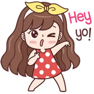 👋 Hey yo! 만화, 소녀, 귀여운, 캐릭터 whatsapp sticker