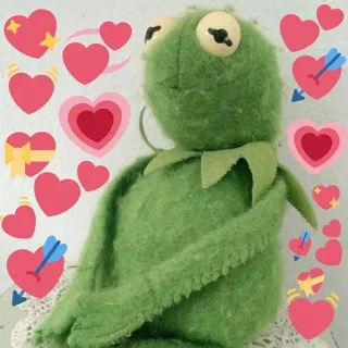 ☺️ Kermit the Frog 科米, 青蛙, 爱心, 爱, 布偶, 可爱, 情人节, 表情符号 telegram sticker