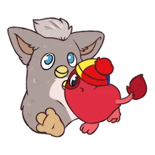 💞 furby, cartoon, red, cute, animal telegram sticker