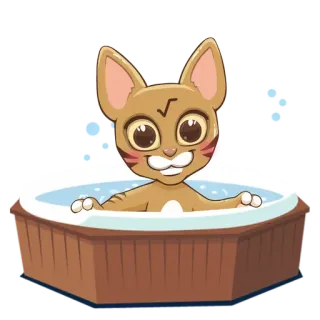 🛁 gato, dibujo animado, bañera, animal, lindo, burbuja telegram sticker