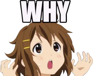 😩 WHY 动漫, 问题, 困惑, 卡通, 女孩, 表情 telegram sticker