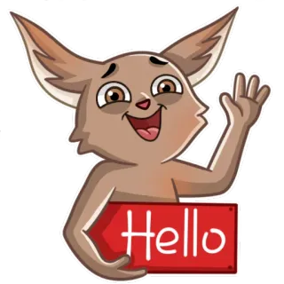 👋 Hello キツネ, 挨拶, 動物, 漫画, フレンドリー, 手を振る telegram sticker