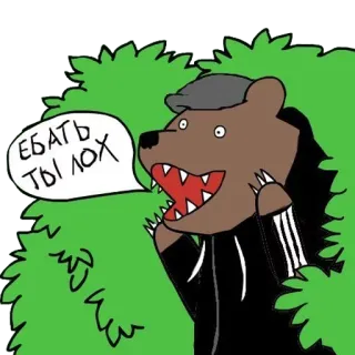 🌳 ЕБАТЬ ТЫ ЛОХ bear, russian, offensive, cartoon, animal telegram sticker