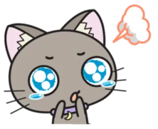 😐 gato, anime, desenho animado, fofo, exausto, cansado, ofegante whatsapp sticker
